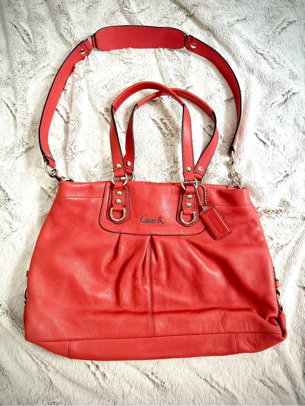 2012 Coach Ashley Carryall Bag in Coral Pink Made in India